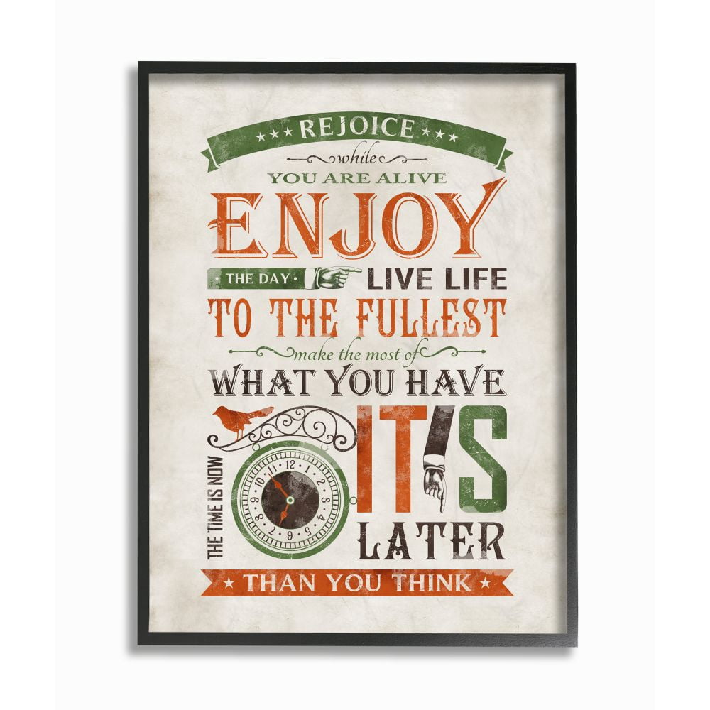 Stupell Industries Now Is The Time Inspirational Word Design Framed Wall Art by Ester Kay
