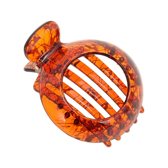 Unique Bargains 1 Pc Fashion Round Hollow Hair Clips Hairdo Clip Dark Brown