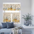 thumbnail image 6 of 3 Piece Kitchen Curtains and Valances Set White Daisy Cafe Curtains 24 Inch Length Spring Floral Bees Elegant Pastoral Botanical Valance & Tier Curtain for Living Room Bedroom 54"x18"+27"x24"*2, 6 of 6