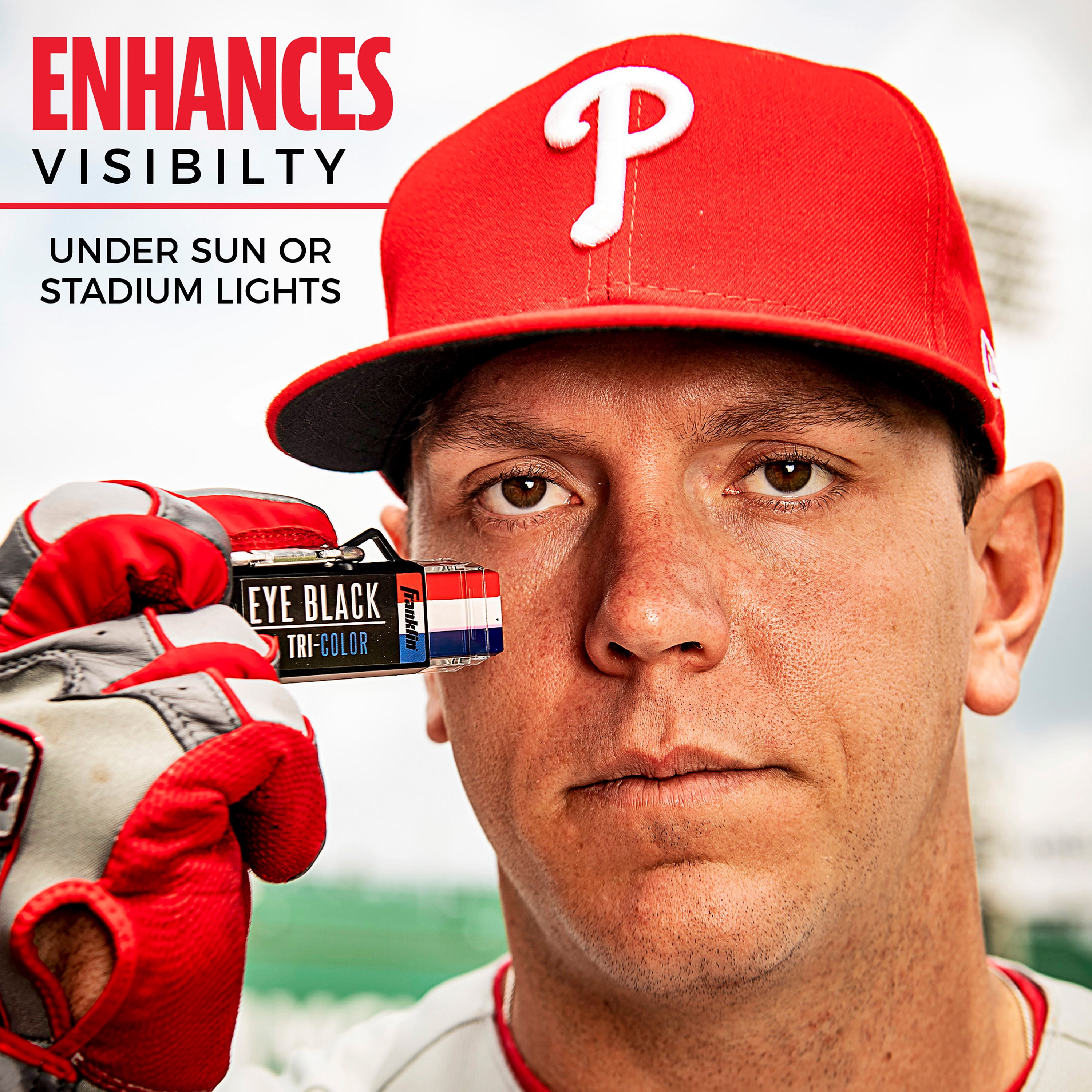 Franklin Sports MLB Eye Black - Glare Reduction Eye Black For All Athletes - Red, White & Blue