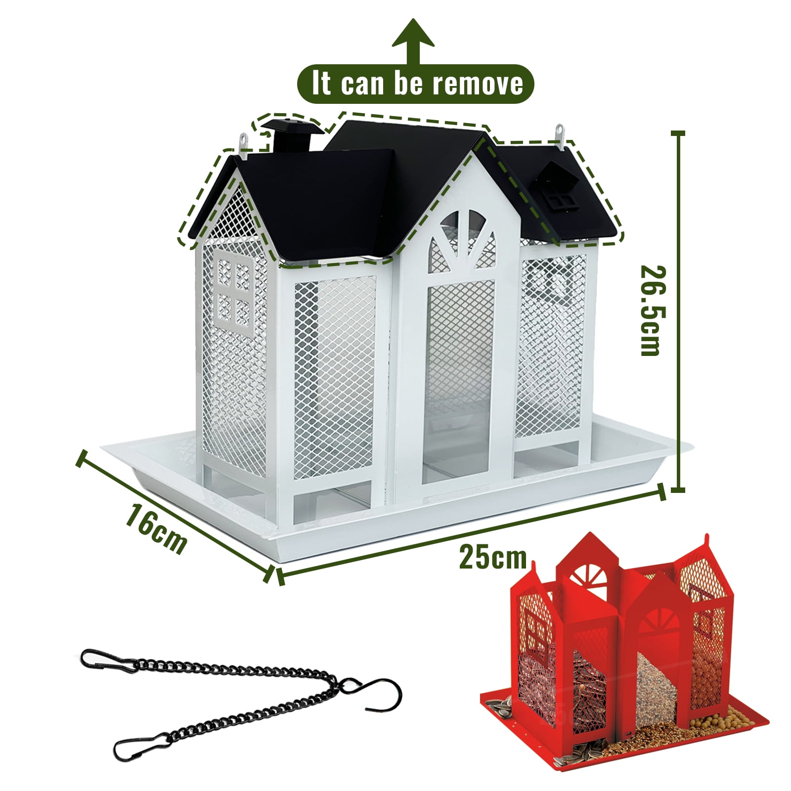Bird Feeder for Outdoors Squirrel Proof, Hanging Bird House, Wild Bird Feeders for Outside, Large Metal Bird Feeder, Great for Attracting Wild Birds Humming