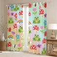 thumbnail image 2 of Feelyou Green Cute Frog Blackout Curtains Set of 2 (52x84 Each) for Teen, Kawaii Cartoon Mushroom Window Curtains, Rainbow Flower Curtains and Drapes, Blackout Curtains Bedroom Decor, 2 of 6