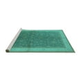 thumbnail image 2 of Ahgly Company Machine Washable Indoor Round Oriental Turquoise Blue Industrial Area Rugs, 4' Round, 2 of 4