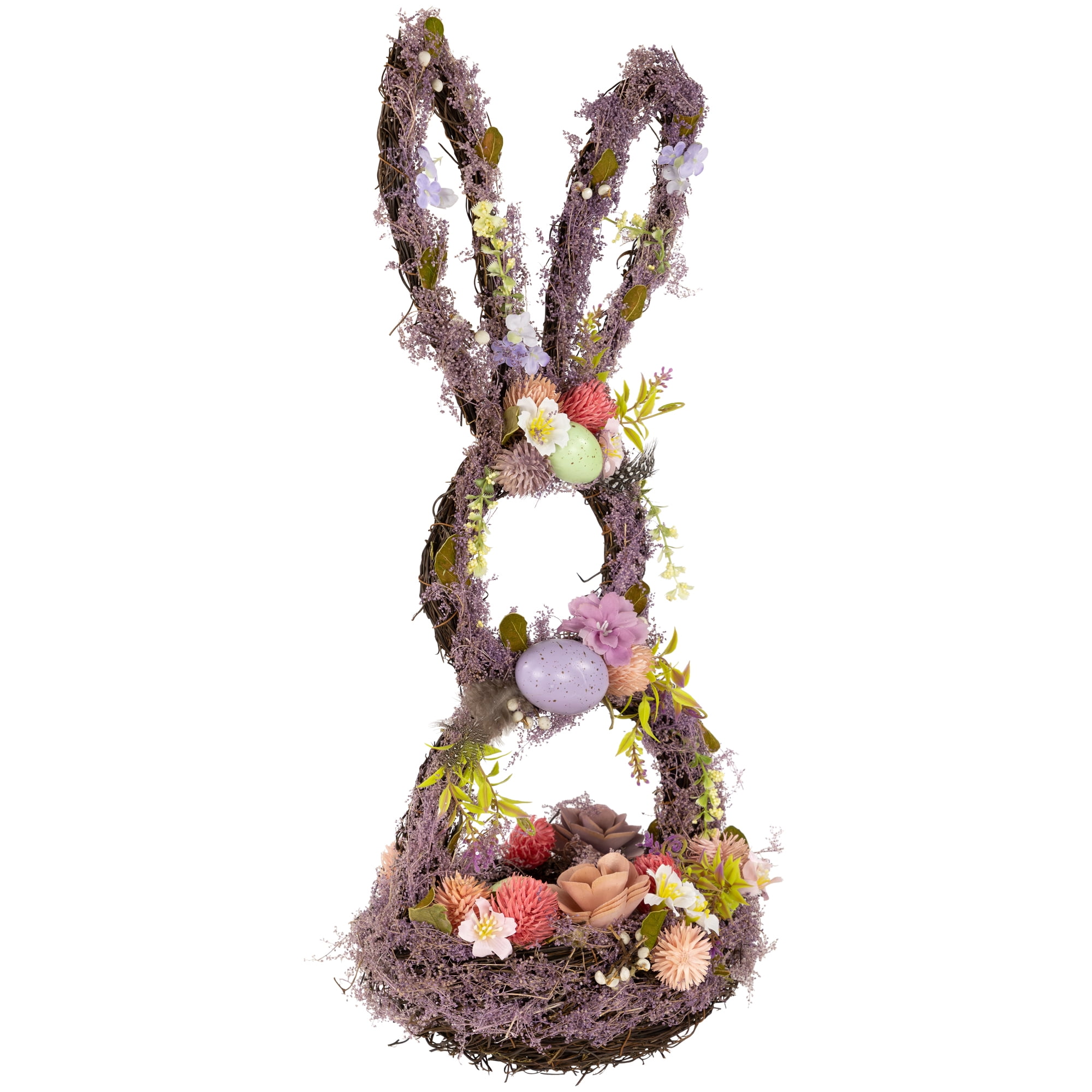 Northlight Floral Grapevine Bunny Shaped Easter Basket Decoration - 21"
