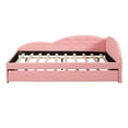 thumbnail image 5 of Euroco Full Size PU Upholstery Daybed, Tufted Sofa Bed with Trundle for Kids Teens Bedroom, Pink, 5 of 13