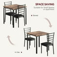 thumbnail image 3 of Jojoka 3 Piece Dining Set for 2, Table and 2 PU Leather Upholstered Chairs, Wood Top Breakfast Dinette for Small Space, Kitchen, Apartment, Dining Room, Rustic Brown (Metal Seat Back), 3 of 11