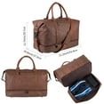 thumbnail image 3 of Bolsa de viaje de piel Seyfocnia impermeable con funda para zapatos, color marrón, 3 of 7