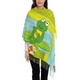 thumbnail image 4 of Cauagu Two Frogs Are Sitting On Water Lilies Print Women Wrap Shawl tassels Scarves Retro Scarf 77.6"X28.3", 4 of 8