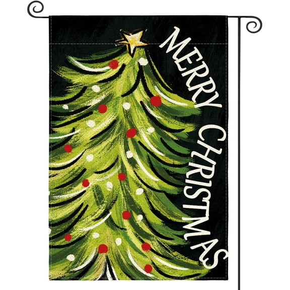SM-XLHN Merry Christmas House Flag 28x40 Inch Double Sided, Christmas Tree Xmas Winter Holiday Yard Outdoor Decorative Flag