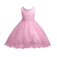thumbnail image 4 of hengsof Robe Pouf Sans Manches à Col Rond Perlée pour Fille, Robe de Princesse Brodée Mode Été Adaptée aux Enfants de 3 à 12 Ans, Robe de Soirée, 4 of 7
