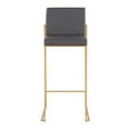 thumbnail image 5 of Fuji Contemporary High Back Barstool In Gold Steel And Grey Faux Leather - Set Of 2, 5 of 9