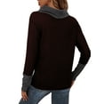 thumbnail image 3 of hirigin Women's Spring Autumn Casual Tops Long Sleeve Half High Neck Button Contrast Color T-shirt, 3 of 4