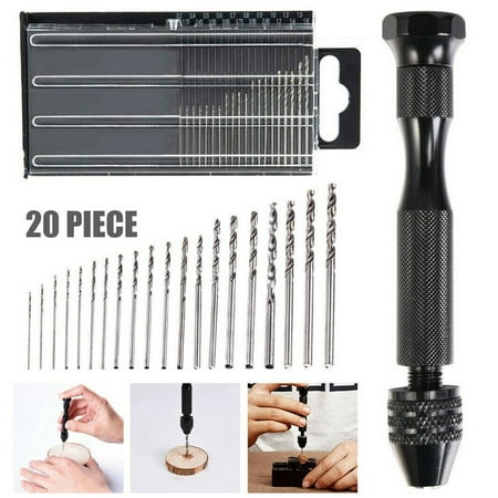 

BAMILL 20PCS Mini Micro HSS Drill Bits 0.3-1.6mm + Hand Pin Vise Tool For Craft DIY