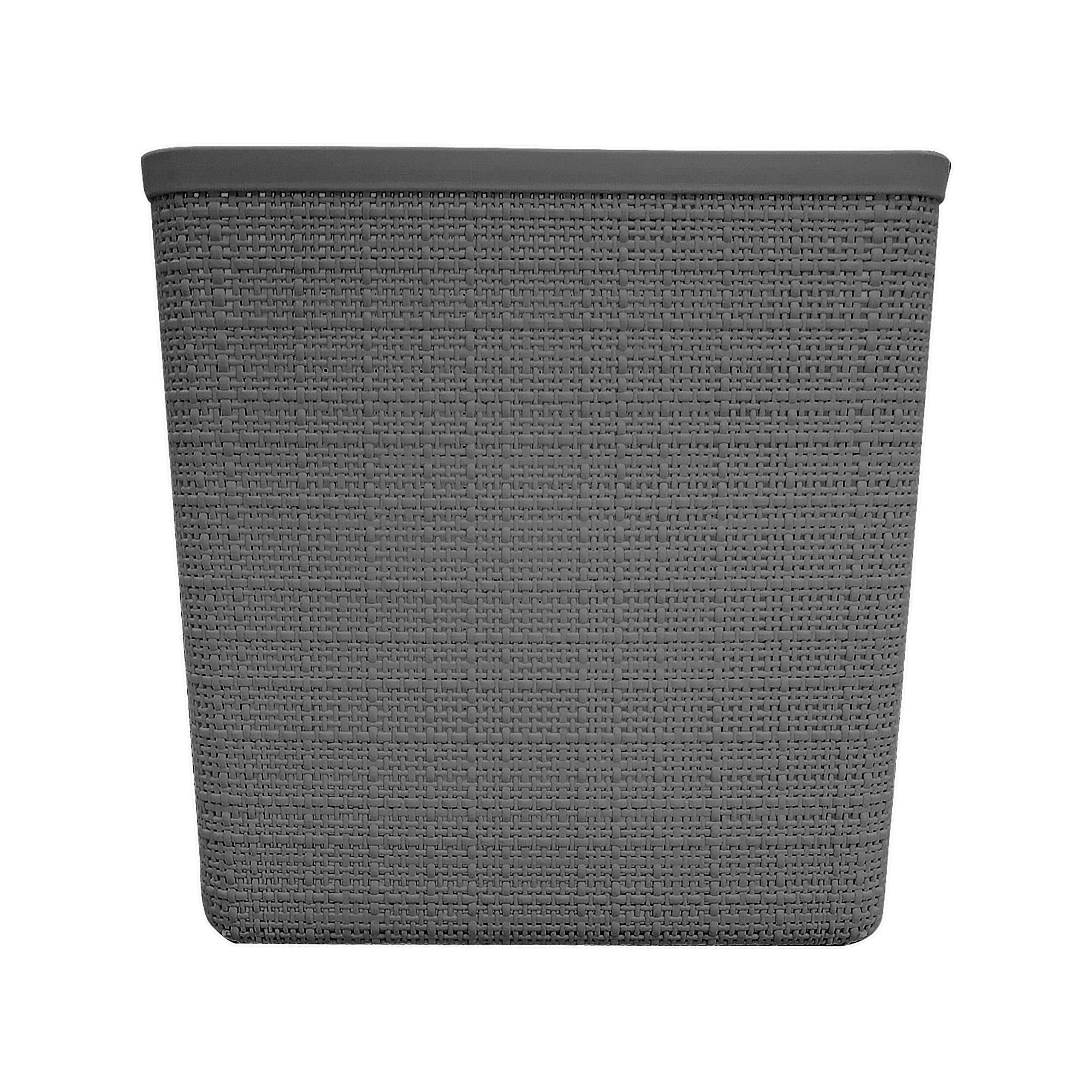 Curver Jute 11" Cube Basket, Resin Plastic Storage Bin, Grey Flannel, 4 Pack