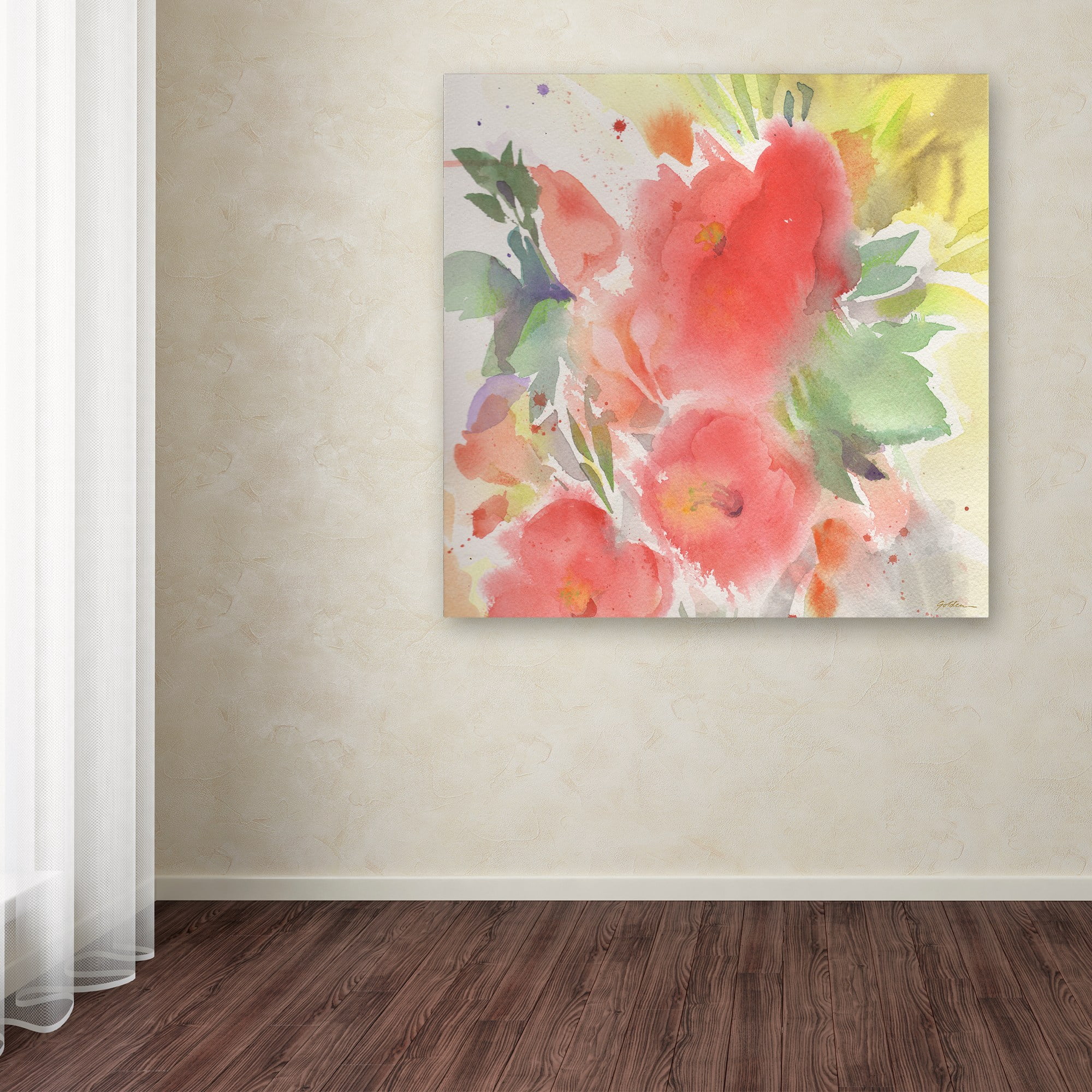 Trademark Fine Art "Trio in Red and Coral" Canvas Art by Sheila Golden