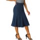 thumbnail image 4 of Falda de mezclilla casual INSPIRE CHIC para mujer, de talle alto, en línea A, con vuelo, midi, 3XL, azul oscuro, 4 of 6