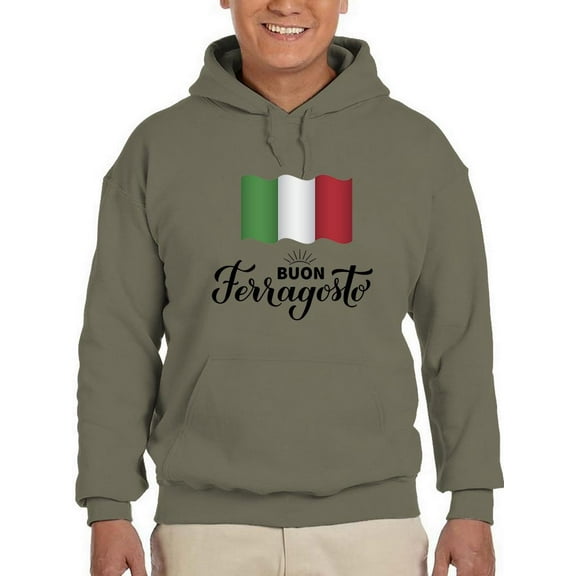 Buon Ferragosto Italy Flag Hoodie Men -Image by Shutterstock, Male XX-Large