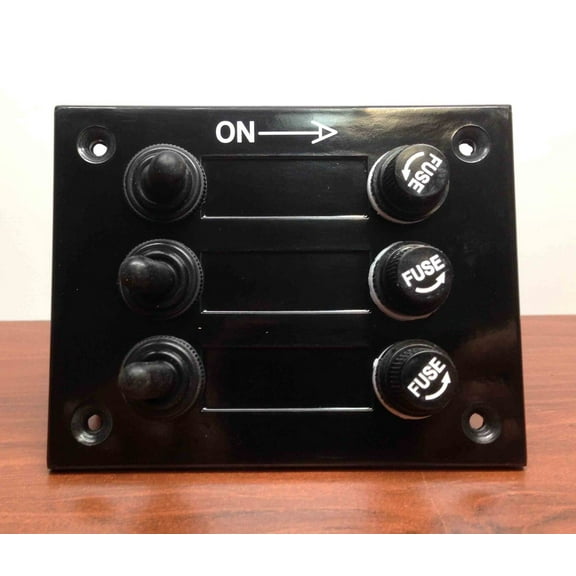 Pactrade Marine Boat 3 Gang Bakelite Plate Switch Panel w/ 5A Fuses