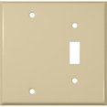 thumbnail image 1 of Stainless Steel Metal Wall Plates 2 Gang 1Toggle 1Blank Ivory, 1 of 1