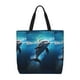thumbnail image 1 of Fotbe Ice Blue Ocean Cute Dolphin Bolsa Tote con Estampado para Mujer, Bolsos con Cremallera, Bolsa de Hombro Casual de Gran Capacidad con Bolsillos Internos, 1 of 7