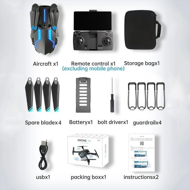 Vogacara Dron teledirigido plegable de 360 grados para fotografía aérea, aterrizaje con una tecla, modo sin cabeza, cuadricóptero de 2,4G, avión Juguetes 1 pieza de leva tipo 1 Vogacara FN010989-01B