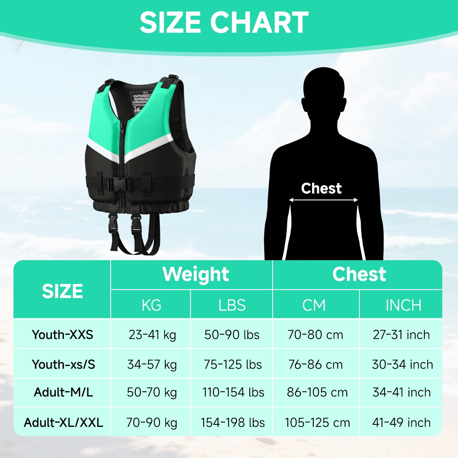 Kids Swim Vest Life Jacket Youth,Adjustable Flotation Buoyancy Swimsuit Trainer Vests,Swimming Aid Jacket for Boys Girls,Fit for 50-125 lbs