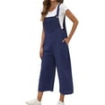 thumbnail image 3 of DYMADE Women Summer Solid Sleeveless Square Neck Pockets Relaxed Fit Wide Strap One-Piece Jumpsuit, 3 of 4