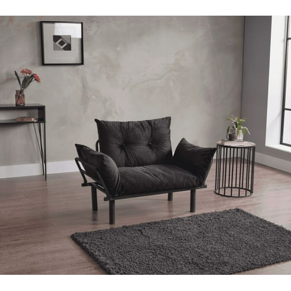 Loveseat - Linen/Modern/Small Space - Living Room - Black