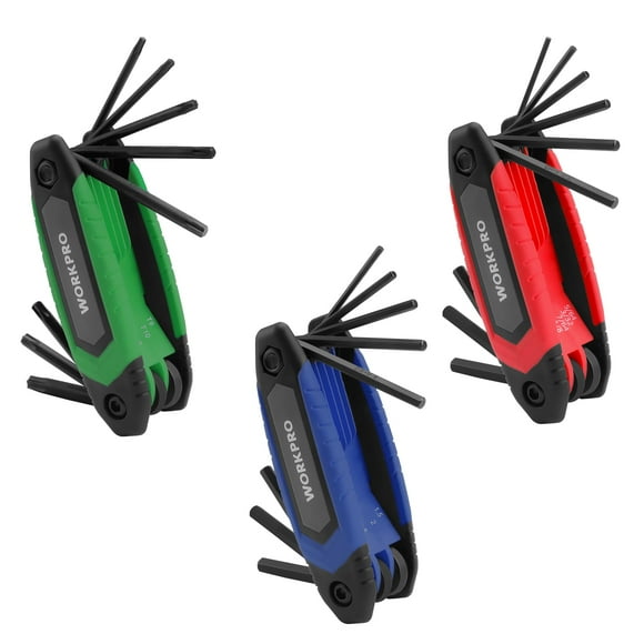 Juego de llaves Allen WORKPRO de 25 piezas plegables con SAE, métricas