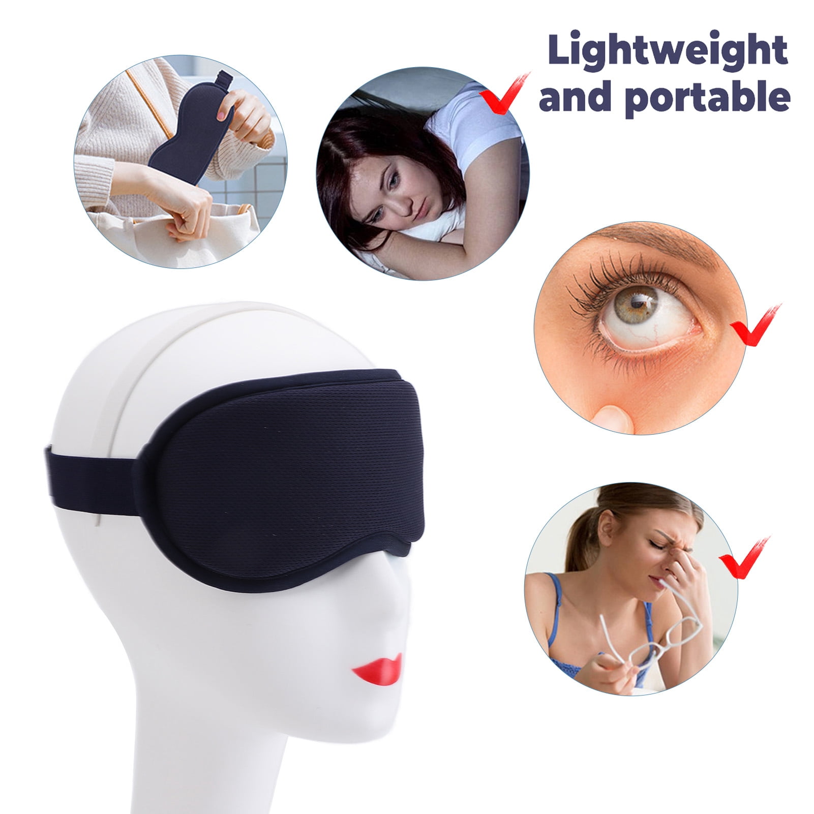 Rupoun Electric Eye Heating Pad Warm Compress Sleep Mask with 3 Temperature Levels and 6 Massage Modes, Black (7.87 inches / 20 cm)