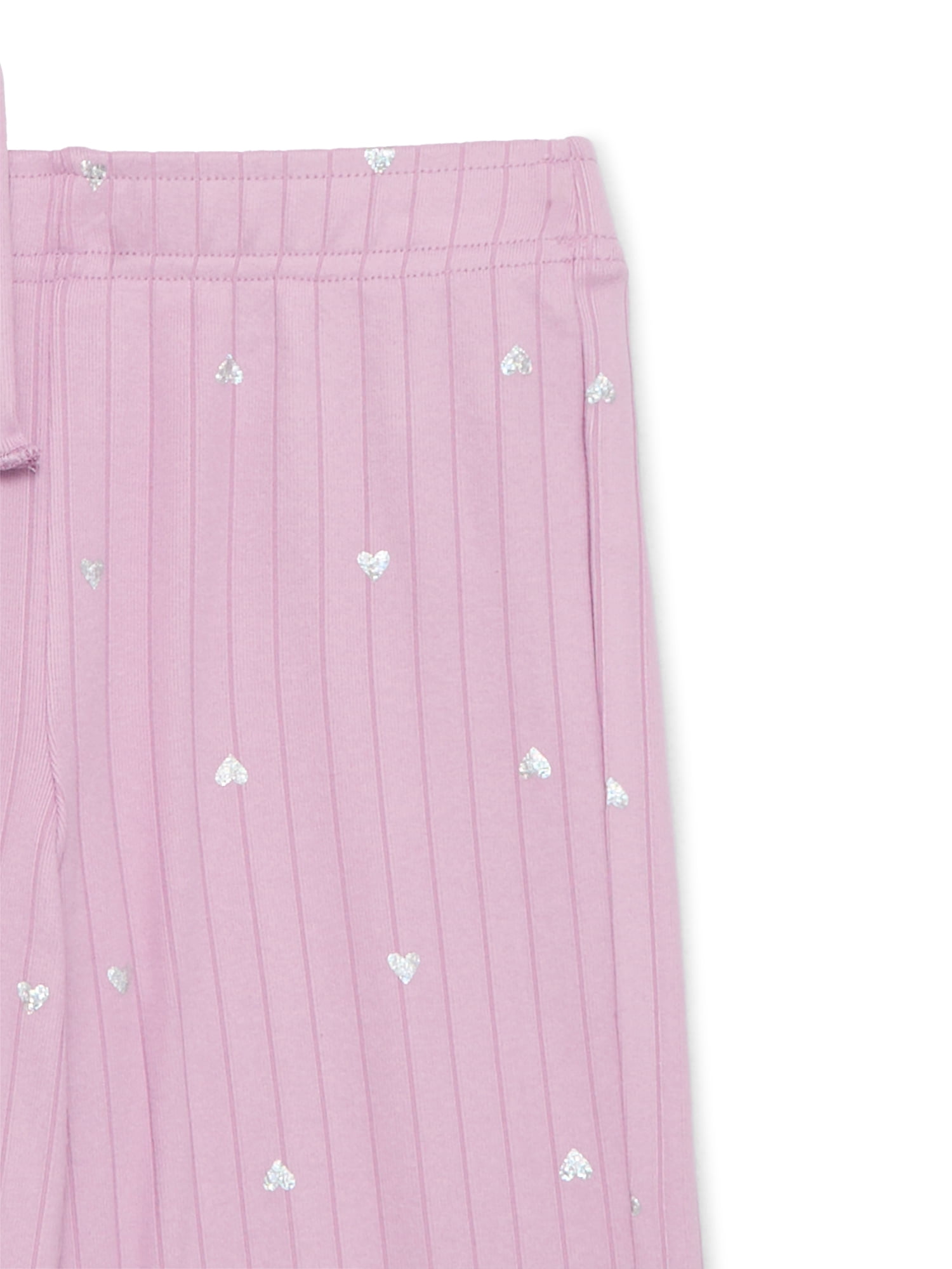 Wonder Nation Girls Ribbed Top and Pants Pajama Set, 2-Piece, Sizes 4-18