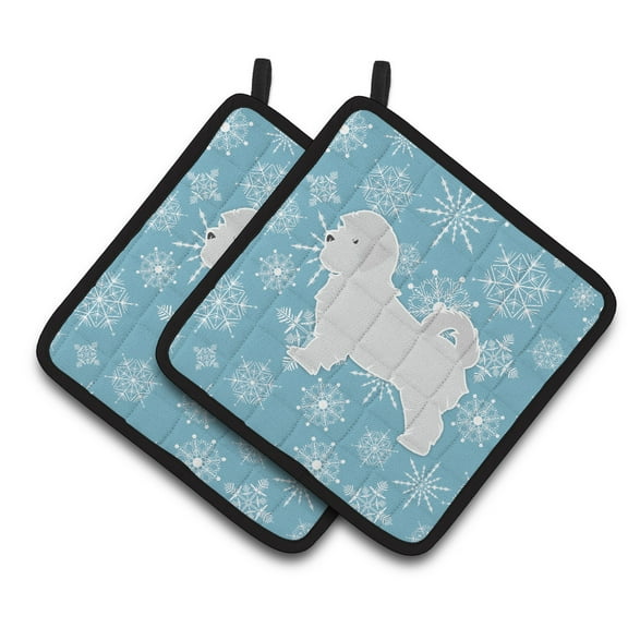 Carolines Treasures BB3536PTHD Winter Snowflake Maltese Pair of Pot Holders , 7.5HX7.5W, multicolor