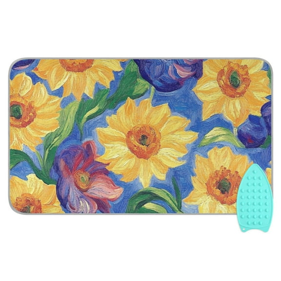 Yellow Purple Sunflower Ironing Mat Blanket for Table Top Travel Portable Ironing Board Pad 47.2x27.6 Inch