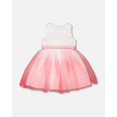 thumbnail image 3 of Bi-Material Pleated Mesh Dress White And Pink, 3 of 4