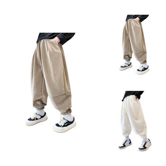 Solid Color Sweatpants Boys Pants Drawstring Elastic Sweatpants Active Joggers Solid Color Warm Sweatpants For Kids Summer Clothes
