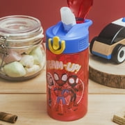 Zak Designs 2pc 16 oz Marvel Spider-Man Kids Water Bottle Plastic with Easy-Open Locking Spout Cover for Travel, Spidey and His Amazing Friends