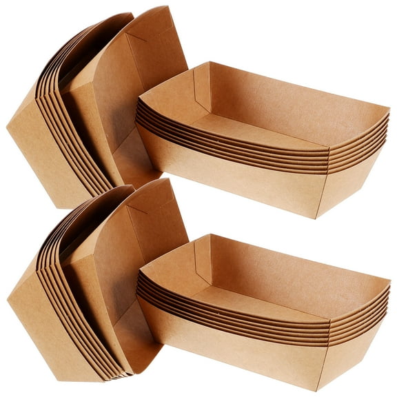 NICEXMAS  Brown Paper Sushi Boats for Picnics and Snack Packaging