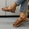 thumbnail image 4 of Women's Rome Gladiators Sandals Fisherman Strappy Sandals Two Ankle Buckle Flats Comfy Walking Travel Summer Shoes, 4 of 9