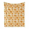 thumbnail image 1 of Garden Soft Flannel Fleece Throw Blanket, Flourishing Hibiscus Flowers in Retro Style Abstract Spring Field Meadow Print, Cozy Plush for Indoor and Outdoor Use, 50" x 60", Orange White, by Ambesonne, 1 of 6