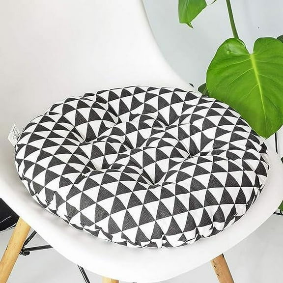 Nvzi Bohemian Soft Round Chair Pad Garden Patio Home Kitchen Office Seat Cushion Black White Diameter 18"