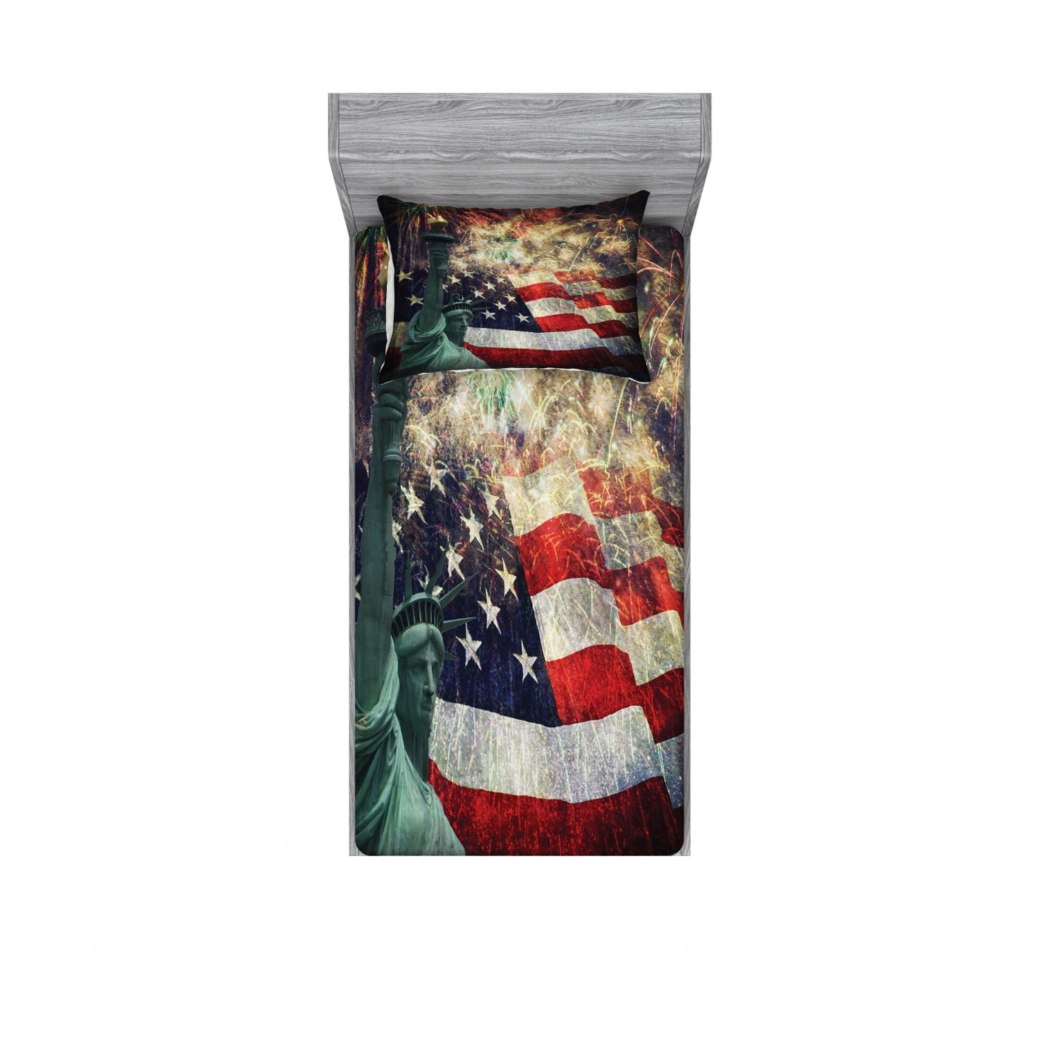 American Flag Bedding Set with Sheet & Covers, Composite Photo of