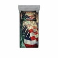 thumbnail image 2 of American Flag Bedding Set with Sheet & Covers, Composite Photo of States with Fireworks on Background 4th of July Print, Printed Bedroom Decor 2 Shams, 4 Sizes, Multicolor, by Ambesonne, 2 of 3