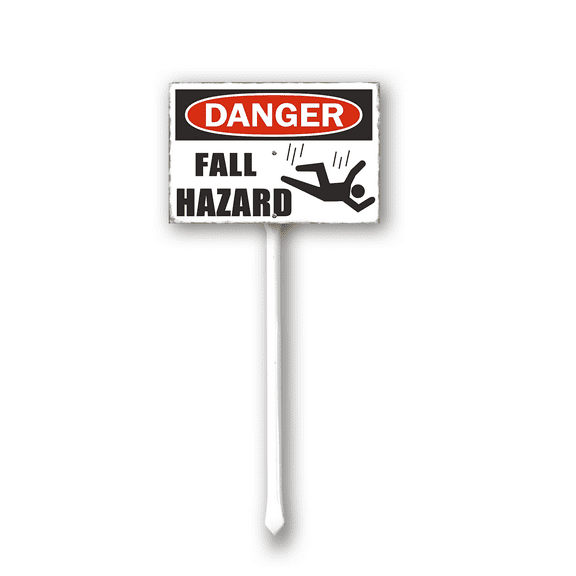 Kurmntregon Fall Hazard Yard Sign With Stakes Caution Warning Sign 8x12inch Private Property Aluminium Home Garden Yard Decor Outside Outdoor Lawn 12.8inch Tall Sign & Stake Kit