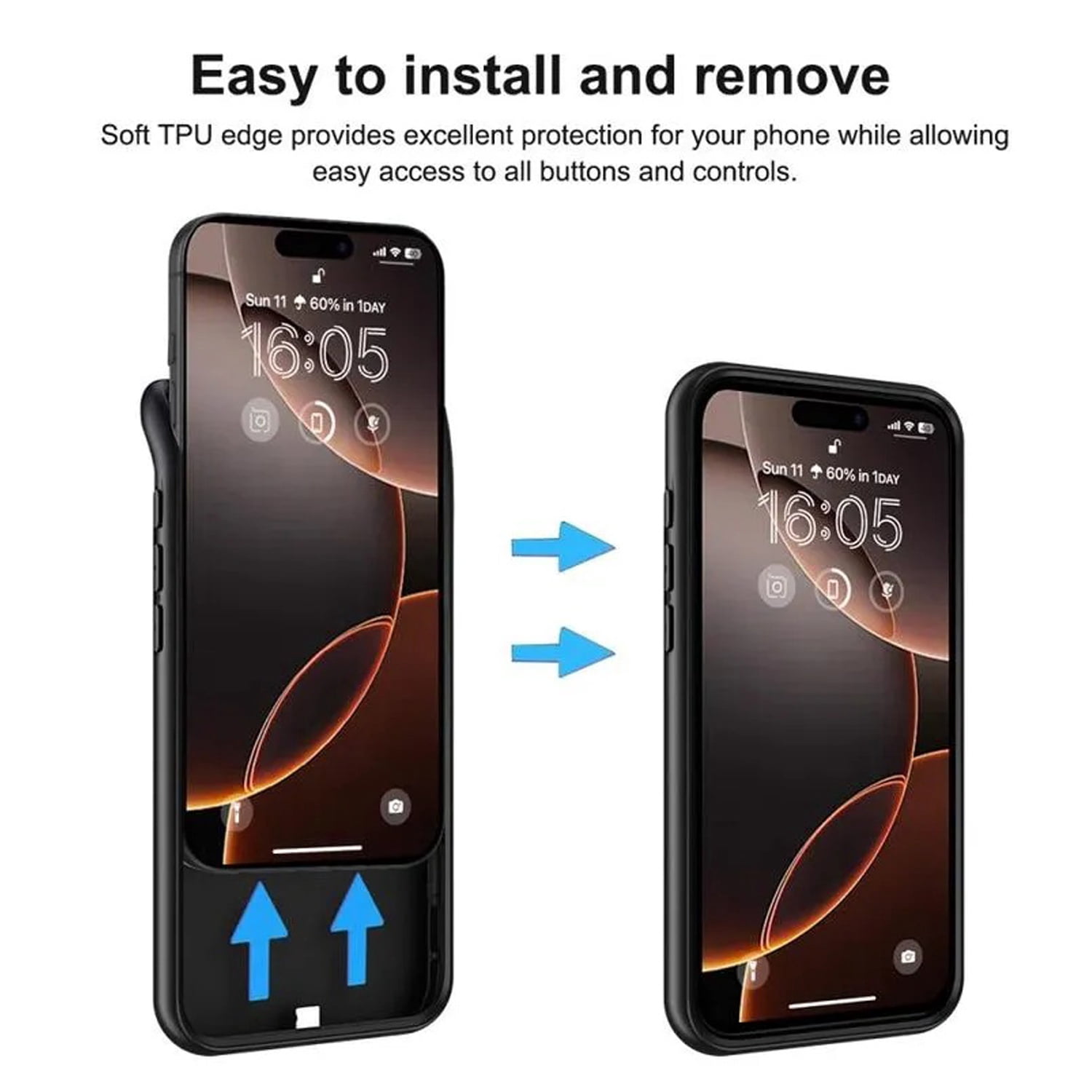 Slim Charging Case with Msafe Charging (7000 mAh) for iPhone 17 Pro Max - Black