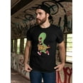 thumbnail image 2 of Alien Running With Pizza T-Shirt Men -Image by Shutterstock, Male XX-Large, 2 of 4