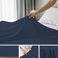 thumbnail image 6 of Purity Home Queen Bed Sheet Set - 100% Cotton Percale - Cool, Crisp, Breathable & Durable 4-Piece - Navy, 6 of 14