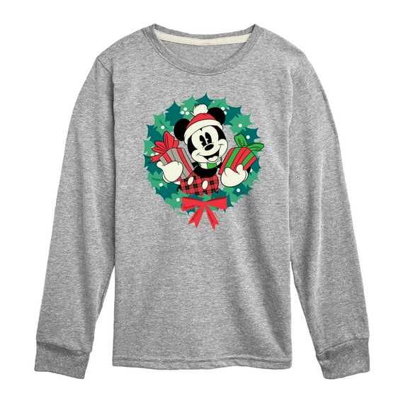 Disney - Mickey Mouse Christmas Wreath - Toddler & Youth Long Sleeve Graphic T-Shirt