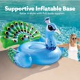 thumbnail image 3 of Blue Peacock Inflatable Pool Float - Giant Lounge Raft with Supportive Base, 3 of 10