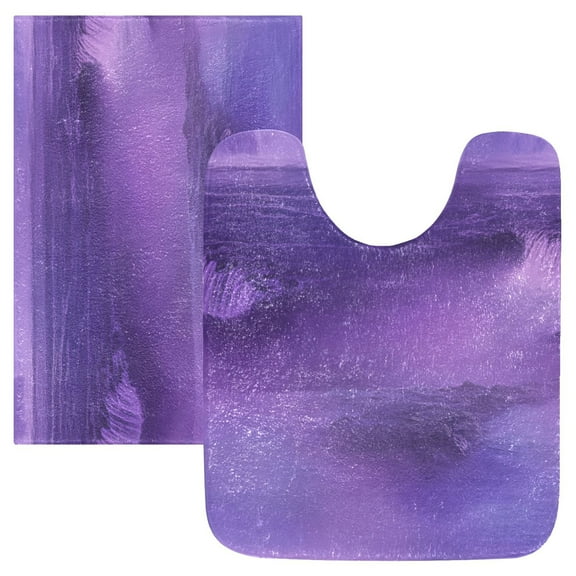 2 Piece Soft Bathroom Rug Set Purple Mist Bath Mat and U-Shaped Toilet Contour Rug (16"x24" 20"x24")