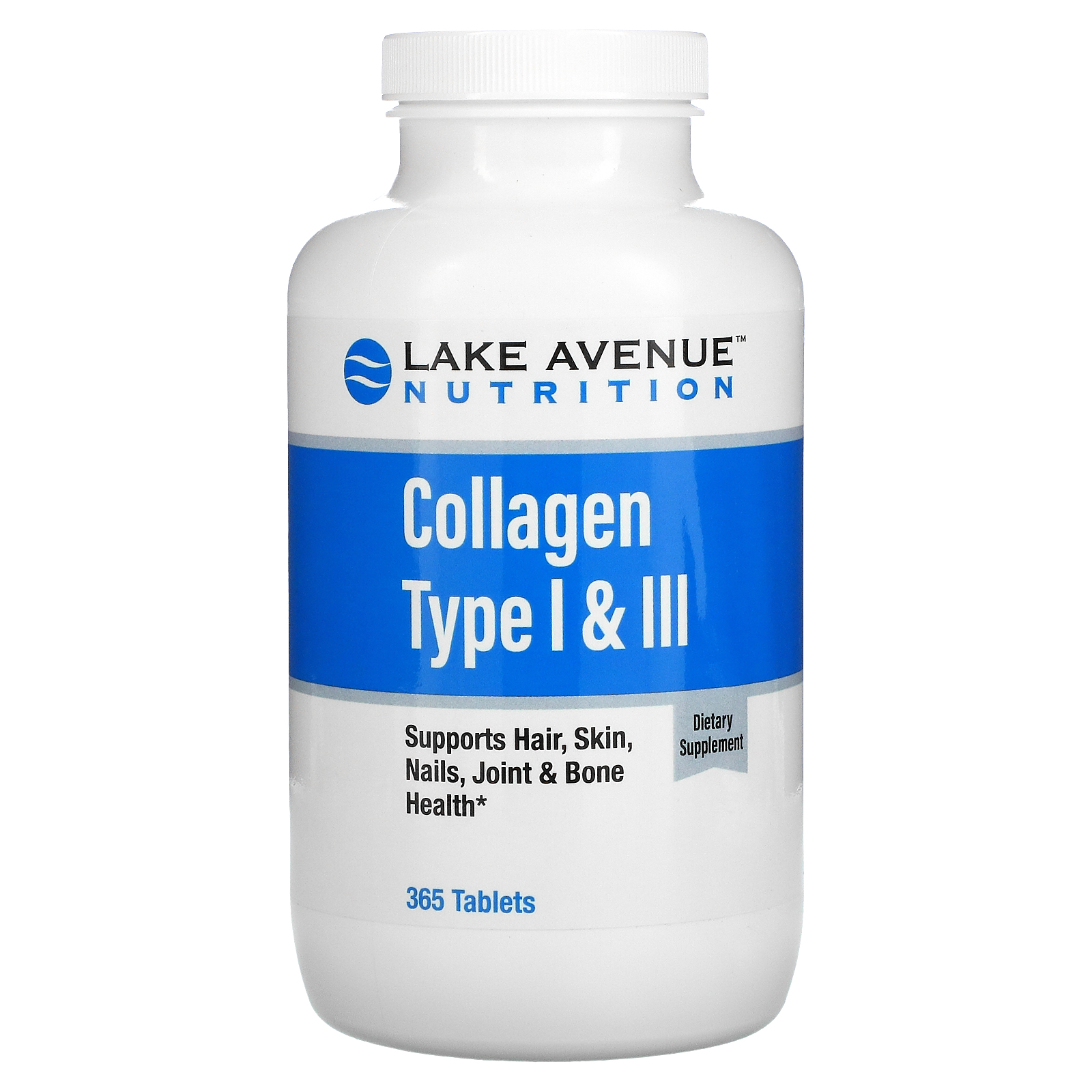 Hydrolyzed Collagen Type I & III, 1,000 mg, 365 Tablets, Lake Avenue